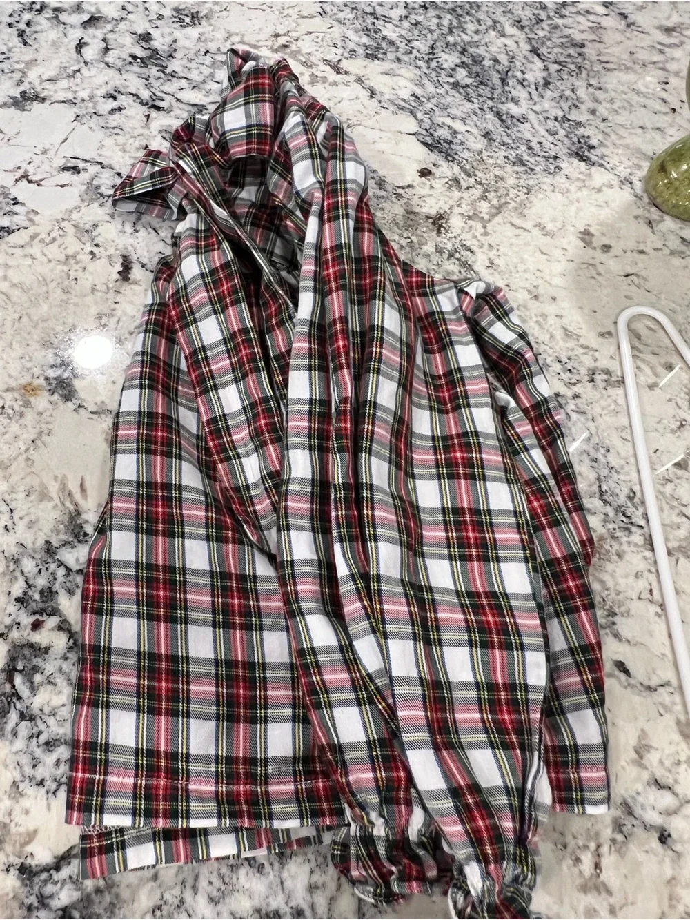 Girls Plaid Bow-Front Blouse in Red, Green & White